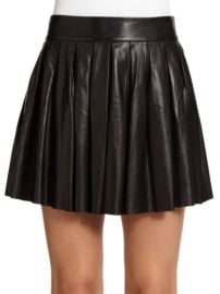 ALICe OLIVIA - PLEATED LEATHER MINI SKIRT at Saks Fifth Avenue